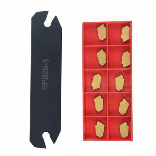Juego de portaherramientas de torno CNC, soporte de herramientas de ranura de corte de torno modelo SPB326 con 10 insertos de carburo GTN3 SP300, para mecanizado