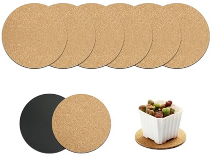 Bamworld Cork Plant Saucers 6 Inch - Set of 6 Absorbent Cork Coasters & Plant Drip Trays for Indoor Flower Pots, Planters & House Plants – Surface Protector for Table & Floor