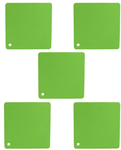 Fyearfly 5 presine in silicone, resistenti al calore, antiscivolo, proteggono le superfici, versatili sottopentola da cucina, verde