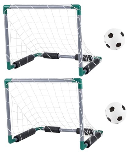 Hilai Water Football Set Summer Cooling Floating Pool Soccer Includes 2 Pool Goals, 2 Balls & 1 Inflator Interactive Parent-child Games for Adults and Family