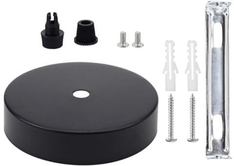Hoement Runder Deckenbaldachin aus Eisen Selbstgemacht Pendelleuchten Abdeckung 100mm Ø Schwarz Montageabdeckung für Deckenleuchten