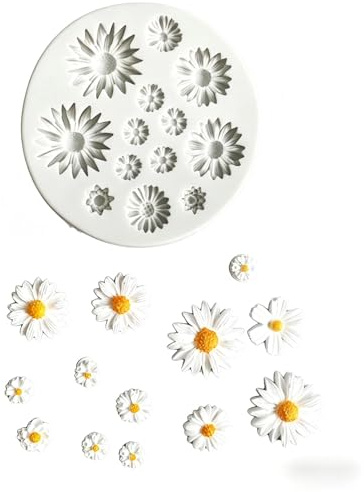 Stampo in silicone 3D a forma di margherita, stampo in silicone per fiori, ideale per resina, sapone, cera per candele, pasta di zucchero e gesso; perfetto per la pasticceria