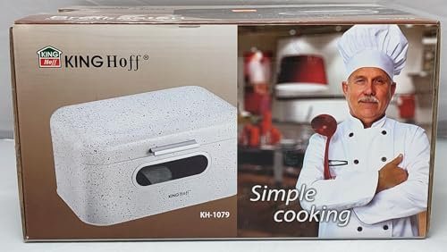 KINGHOFF – Recipiente Caja de pan de metal (3 colores alimentos almacenamiento bin ventana frontal