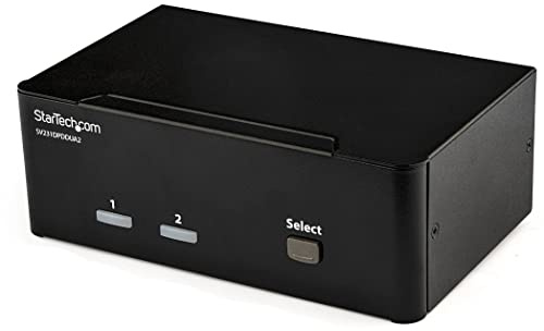 StarTech.com 2-Port DisplayPort KVM Switch - Dual-Monitor - 4K 60 - with Audio & USB Peripheral Support - DP 1.2 - USB Hub , TAA (SV231DPDDUA2)