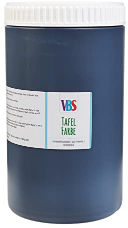 VBS Tafelfarbe schwarz 250 ml deckend lichtecht speichelecht wasserfest wasserverdünnbar wischfest ideal für kreative Projekte und DIY Chalkboard Paint Blackboard Paint Kreidetafel Farbe 1.000 ml