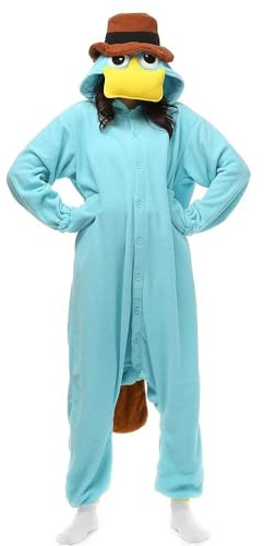 Silver_river Combinaison Unisexe Adulte Pyjama Animal Cosplay Deguisement Kigurumi, L, Canard Bleu