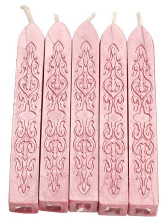 Aeromdale Classic Cord Wick Vintage Siegelwachs-Stempel, Anfangsbuchstabe, Hochzeit, Packung mit 5 Stück (Pink)