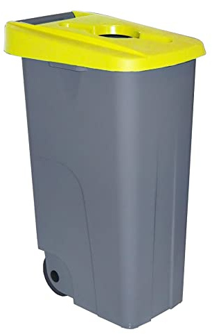 Denox Poubelle à roulettes 85 L 42 x 57 x 76 cm Jaune