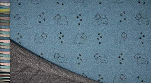 StoffBook Hunde ROYAL Melange KUSCHELWEICHER Doubleface Spandex BAUMWOLLFLEECE Baumwolle Fleece Stoff - METERWARE AB 2M -, D688(Hunde Royal Melange)
