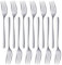 SUNSENGEUR Dessert Fork Set of 12, Stainless Steel Salad and Fruit Forks, Mini Cake Silverware, Mirror Finished Oval-Shaped Cutlery, 7.2 Inches, Silver
