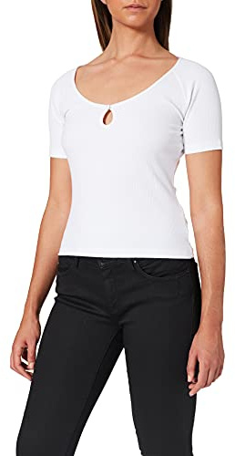NA-KD Keyhole Jersey Top, Camisa Mujer, White, XS