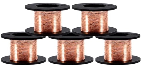 5 Rollen 15m Emaillierter Draht, 0,1 mm Lackdrähte Emaillierter Kupferdraht Magnet Wickeldraht Telefon Notebook Motherboard Reparatur Kabel Länge 15M, Zum Reparieren, Verbinden Oder Löten