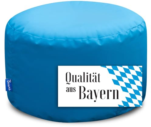 Bruni Pouf Sitzhocker L in Blau – runder Sitzpouf, Indoor und Outdoor als Fußhocker, Yoga-Sitzkissen, Meditationskissen geeignet, in Deutschland gefertigt