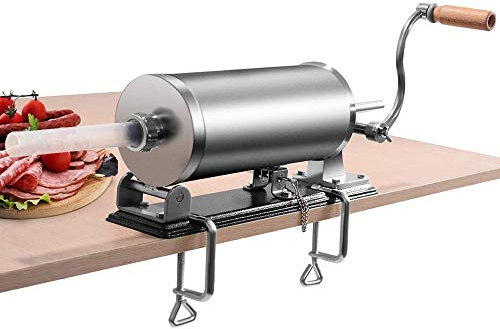 Machine à Saucisse en Acier,Poussoir à Saucisses Viande,en Aluminium Inoxydable à Saucisse Manuel,Machine à Saucisse Verticale, Remplissage de Saucisse en Acier Inoxydable (horizontal (3.6L))