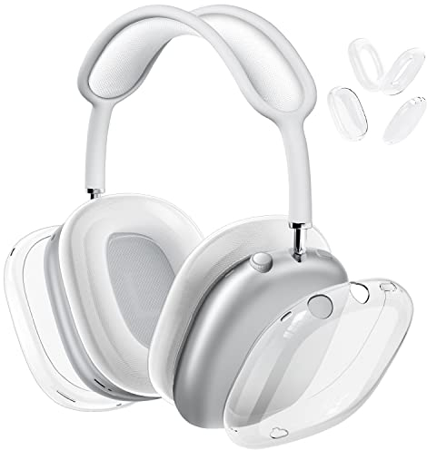 VICHYIE AirPods Max Case, Ear Pads Cover, Clear Soft TPU, Anti-Scratch, Dust Proof, Transparent Accessories Protector