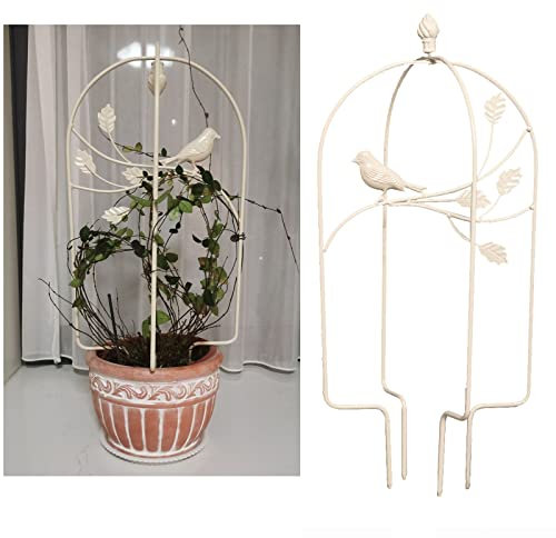 LQSSA Obelisk Garden Trellis, 26 * 26 * 62 Cm Arc Rose, Support de Plante En Métal Vintage, Support En Treillis À Cadre En Acier/White