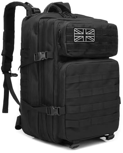 Oreunik Military Backpack 45L Waterproof Tactical Backpack Molle Backpacks Large Back pack for Travelling,Outdoor Trekking,Camping,Hiking,Fishing,Hunting,Gym(Black)