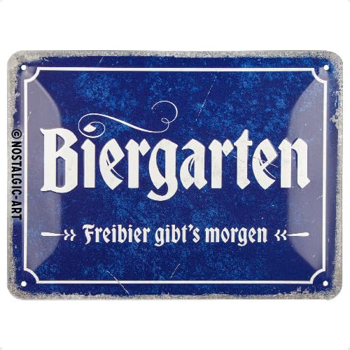 Nostalgic-Art Retro Blechschild, 15 x 20 cm, Biergarten – Geschenk-Idee als Bar-Zubehör, aus Metall, Vintage Design mit Spruch, Blechschilder Sprüche, Bier-Deko | aus Metall, Vintage Design, Blechschilder Sprüche, Bier-Deko, Geschenk-Idee für den Biergarten