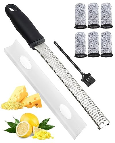 Enkifun Rallador de queso manual, rallador de limón, perfecto para queso parmesano, manzana, cítricos, ajo, mosca y más, acero inoxidable, hoja muy afilada, de acero inoxidable