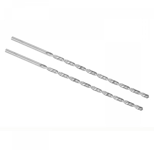 TOP-VIGOR 2Pcs 4mm Dia Extra Long Twist Drill Bits, 250mm Length High Speed Steel Extended Spiral Drill Bit, Straight Shank Twist Drill Bit Tool for Wood Metal Aluminum Plastic