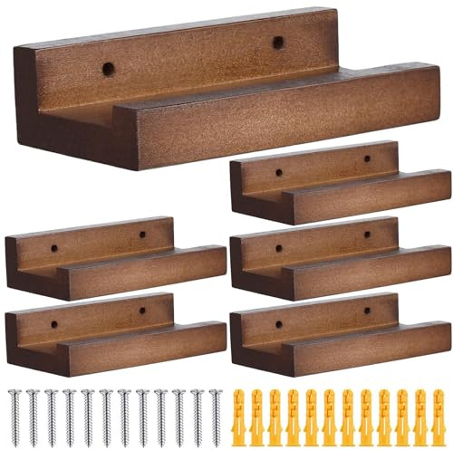 Soporte de pared de vinilo de madera - Expositor de pared para discos de 6 piezas | Estante flotante récord | Organizador de álbumes | Estante de exhibición de vinilo de madera | Decoración del hogar