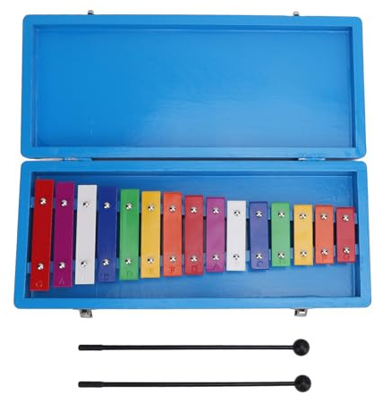 15-Noten-Xylophon, Buntes Holz-Xylophon mit Glatt Polierten Metalltasten und 2 Kunststoffschlägeln für den Musikunterricht