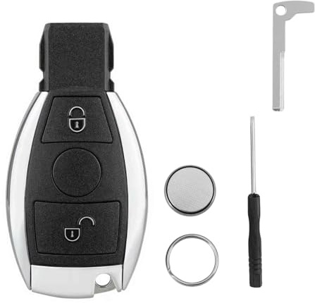 2 Tasten Auto Schlüsselgehäuse Für Mercedes Benz A B C E G M R Klasse W203 W204 W205 W210 W211 W212 W221 mit Schraubendreher und Schlüsselring Batterie CR2032