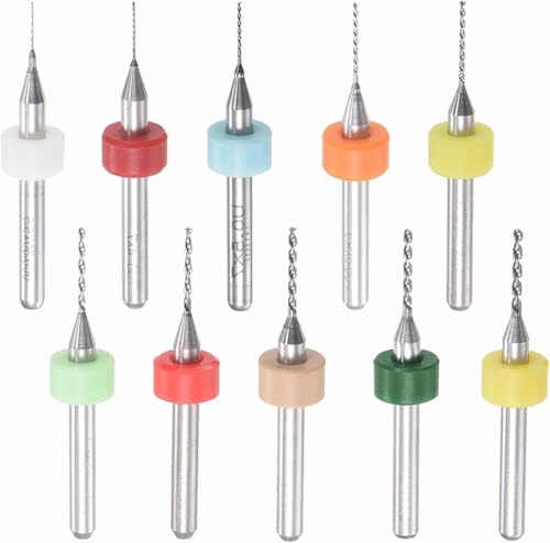 KEWAYO 10 Stück Micro Bohrer Set,Spiralbohrer PCB Druckplatine Gravierbohrer Bits Set für rauen Stein, Schmuck,CNC, weiche Metalle, Druckschaltung, Gravu (0.3-1.2mm)