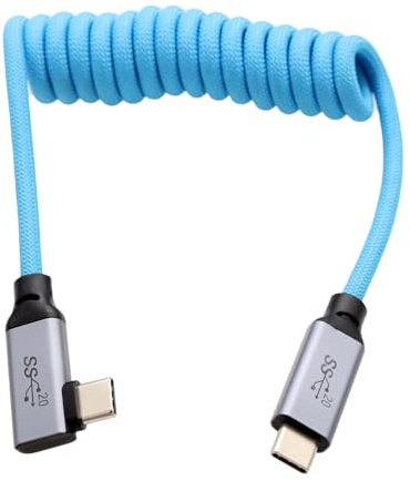 HangTon USB Typ C Kabel USB 3.2 PD 100W 4K für SSD BMPCC ZCAM R5C R6 A7C FX3 Kamera iPhone 15 Pro Max Laptop Monitor Monitor rechtwinklig geflochten Spiral 30cm