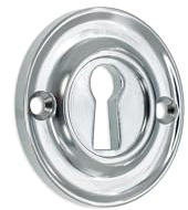 Infinity Decor Rosace de serrure de porte en laiton massif de style vintage avec finition chromée polie pour portes d'entrée 42 mm