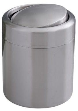 ZAYIUKI Poubelle en Acier Inoxydable Petite Poubelle de comptoir Poubelle de 1,5 L avec/sans Couvercle pivotant Poubelle de Table pour Bureau