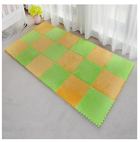 Zottelige weiche Schaumstoffmatten – 12 ineinandergreifende Teppichfliesen für Zuhause, Salon, Schlafzimmer, flauschige Teppiche, 30,5 x 30,5 cm, Puzzle-Spielmatten, Teppichbodenfliesen