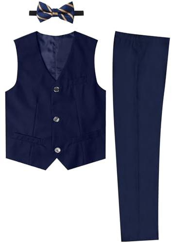 mintgreen Boys' Suits & Blazers, Kids Wedding Outfit Party Formal Pageboy Prom Waistcoat & Trousers & Bow Tie, Midnight Blue, 13-14 Years, Tag 14