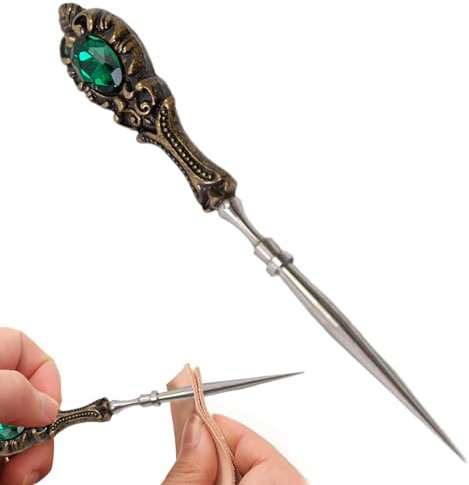 Wezalget Punteruolo da ricamo vintage | Strumento per punteruolo da cucito con manico europeo Strumento per punteruolo da punzonatura in pelle dal design vintage - per cucire, uncinetto, punzonatura
