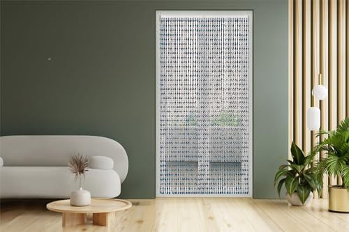 Generico Susanna Home – Tenda Antimosche a Fili con Telaio in PVC per Interni ed Esterni, Zanzariera Decorativa a Pannello per Porte e Finestre, Corda a Perline – Vari Colori e Misure (BLU, 120X220)