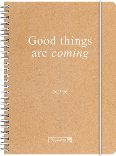BRUNNEN Schülerkalender (2025/2026) Good Things, 2 Seiten = 1 Woche, A5, 208 Seiten, Kraftpapier-Einband
