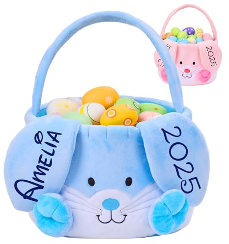 Personalisierte Osterkörbchen - Monogrammiert mit Namen,Osterkorb Kinder,Ostereierjagd Körbe,Benutzerdefinierte Ostern Tasche,Ostern Geschenk für Jungen Mädchen