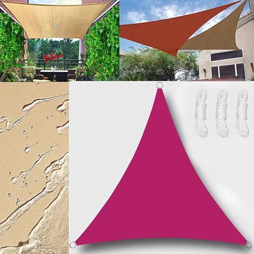 Tenda parasole per esterni, impermeabile, triangolo equilaterale, 3 x 3 x 3 m, vele ombreggianti, protezione dai raggi UV, per giardino, patio, blocco con corda, kit vela rosenred