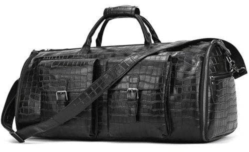 Anzugsack, Reisetasche Herren echt Leder, Weekender Kleidersack Reisetasche Anzugsack 2 in 1 Garment Bag mit Schuhfach, Sporttasche Weekender für Herren