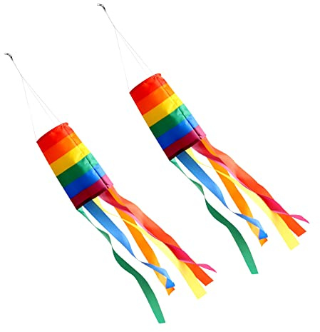 Asuinxurr 2 Pieces Windsock Colorful Hanging Decoration Windsock for Outdoor Hanging