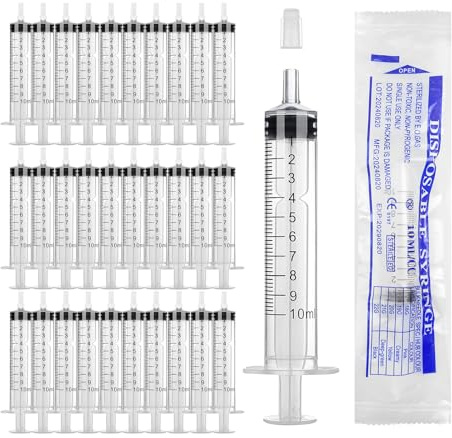 Spritzen 10ml 30 Stück Einwegspritzen 10ml mit Kappe Einzeln Verpackt | 10 ml Spritze Dosierspritze Anwendbarkeit für Tierfütterung Epoxidharz Lebensmittelecht Pflanzen Labor Öl Klebstoff
