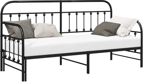 vidaXL Letto con Trundle Nero Minimalista per Ospiti - Soluzione Elegante Salvaspazio, capacità per Adulto Singolo, Uso Interno, Assemblaggio Facile, Struttura Convertibile, Robusta