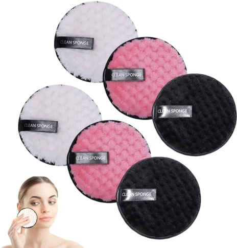6 Pcs Coton Démaquillant Lavable, Disque Démaquillant Réutilisable Doux, BoufféEs Nettoyantes Double Face RéUtilisables pour DéMaquillant, pour Nettoyage du Visage, Soins de la Peau