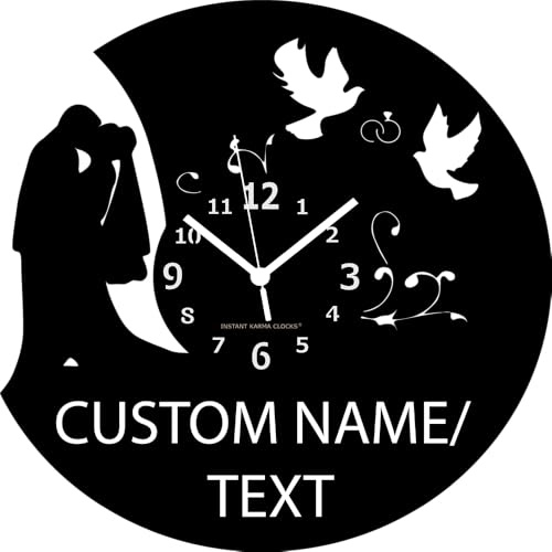 Instant Karma Clocks | Matrimonio Anniversario Personalizzato | Orologio da Parete | Idea Regalo Con Nomi e Data