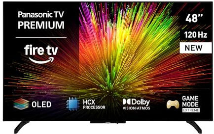 Panasonic Premium TV-48Z80BEZ, Serie Z80B, 48 Pulgadas, Smart TV OLED 4K Ultra HD, 2025, Fire TV, Dolby Vision y Atmos, Modo Juego Extremo, Compatible con Alexa y Apple, Bluetooth, Negro