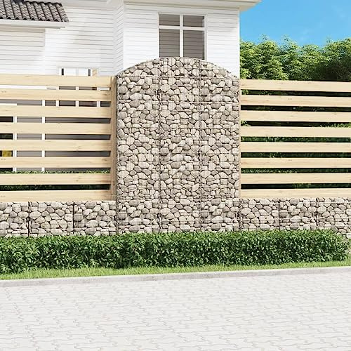 QZZCED Cestino decorativo in gabbione per giardino, barriera isolante acustica, parete di contenimento di pietre, realizzato in ferro zincato con filo da 3,5 mm, con ganci