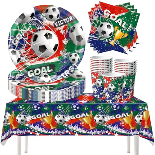 YESAH 53P 2026 World Cup Party Tableware Set,Football Dinnerware Pack