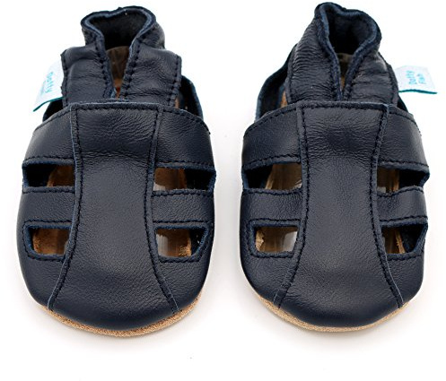 Dotty Fish Sandali in Pelle Barefoot, Suola Morbida - Marina 18-24 mesi