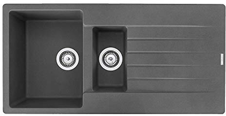 Reginox Harlem15 - Lavello da cucina Lavabo Sottopiano in Granito, 1,5 cm, colore: Argento