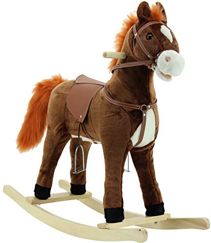 Sweety-Toys 10738 Schaukelpferd braun mit rot-brauner Mähne und Schweif